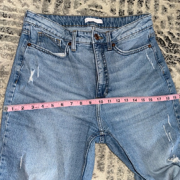 Light Blue Vintage Straight Leg Mom Jeans High Waist Crop Size 8 - Picture 9 of 10